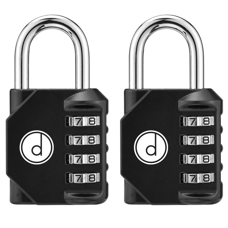 desired tools 4 Digit Combination Locks 2 Pack - Weatherproof Padlock with Code - Combination Lock for Locker, Gym, Outdoor Gate, Storage Shed, Fence Gate & Bike Lock - Keyless, Easy to Set, Reset - New Black - Image 1